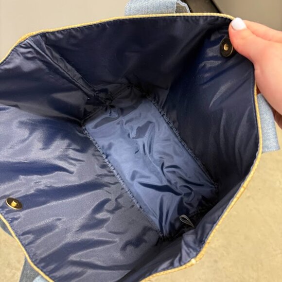 Victoria's Secret Logo Straw Denim Tote Bag - Picture 4 of 4